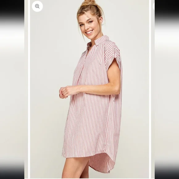 Solution Striped Collar Mini Dress Sz Small - Picture 3 of 10